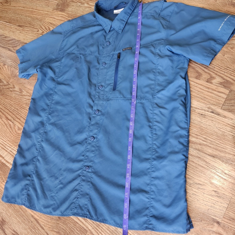 Columbia Omni-Shade Lightweight Shirt Men Size L Button Vented, Pockets Sky Blue - Picture 8 of 10